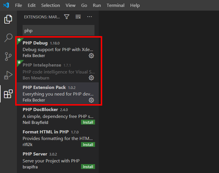 IDE Installation for PHP - Step 10